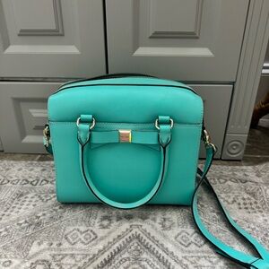 Kate Spade Ashton Montford Park Smooth ZIP TOP SATCHEL Giverny Egg Blue purse